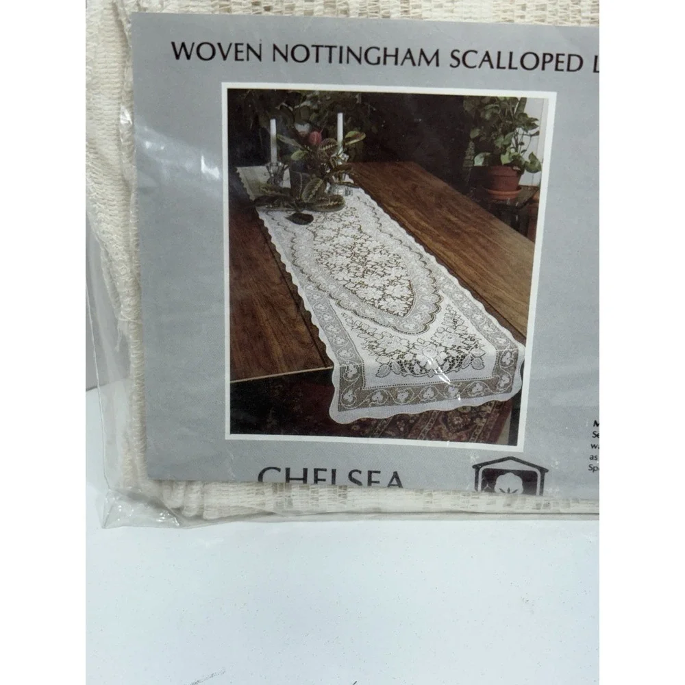 Woven‎ Nottingham Scalloped Lace Runner by Table Charm Chelsea New